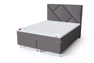 Sleepwell RED Continental dvigulė lova / RED Geometry galvūgalis pilka spalva / TOP HR Foam antčiužinis