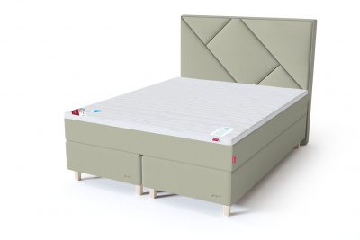 Sleepwell RED Continental dvigulė lova / RED Geometry galvūgalis šviesiai žalia spalva / TOP HR Foam antčiužinis