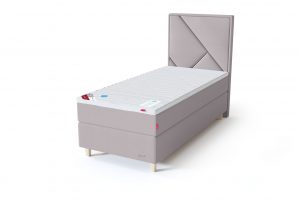 Sleepwell RED Continental viengulė lova / RED Geometry galvūgalis smėlio (biežinė) spalva / TOP HR Foam antčiužinis
