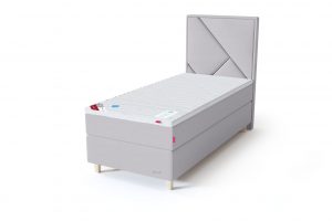 Sleepwell RED Continental viengulė lova / RED Geometry galvūgalis šviesiai pilka spalva / TOP HR Foam antčiužinis