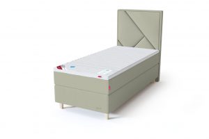 Sleepwell RED Continental viengulė lova / RED Geometry galvūgalis šviesiai žalia spalva