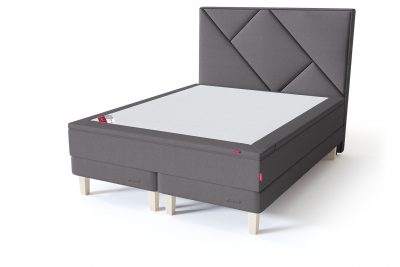 Sleepwell RED Continental Base dvigulė miegamojo lova su čiužiniu / RED Geometry galvūgalis / TOP HR Foam Plus antčiužinis pilka spalva