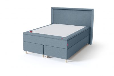 Sleepwell BLACK Continental tipo dvigulė miegamojo lova su čiužiniu / BLACK Lined galvūgalis / TOP Latex Lux antčiužinis, šviesiai mėlyna spalva