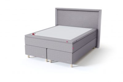 Sleepwell BLACK Continental tipo dvigulė miegamojo lova su čiužiniu / BLACK Lined galvūgalis / TOP Latex Lux antčiužinis, šviesiai pilka spalva
