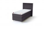 Sleepwell BLACK Continental tipo viengulė miegamojo lova su čiužiniu / BLACK Lined galvūgalis / TOP Latex Lux antčiužinis, tamsiai pilka spalva