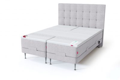 Sleepwell RED motorizuota lova / RED Aratorp galvūgalis, šviesiai pilka spalva