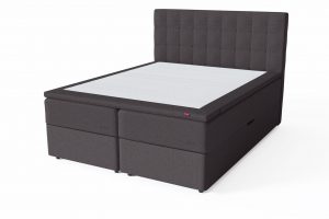 Sleepwell RED Storage dvigulė miegamojo lova su patalynės dėže / RED Bris galvūgalis lovai / TOP HR Foam Plus antčiužinis, tamsiai pilka spalva