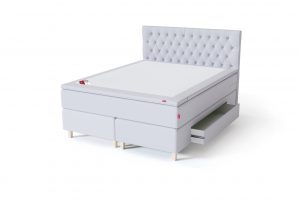 Sleepwell BLACK Continental tipo dvigulė miegamojo lova su stalčiais, BLACK Solhall chester tipo lovos galvūgalis-atidaryti stalčiai