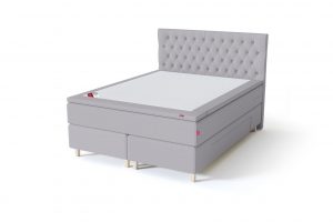 Sleepwell BLACK Continental tipo dvigulė miegamojo lova su stalčiais, BLACK Solhall chester tipo lovos galvūgalis, šviesiai pilka spalva