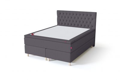 Sleepwell BLACK Continental tipo dvigulė miegamojo lova su stalčiais, BLACK Solhall chester tipo lovos galvūgalis, tamsiai pilka spalva