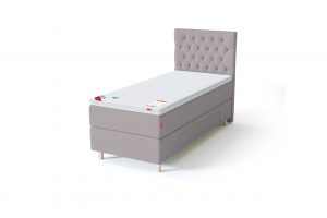Sleepwell BLACK Continental tipo viengulė miegamojo lova su stalčiais, BLACK Solhall chester tipo lovos galvūgalis, pilka spalva