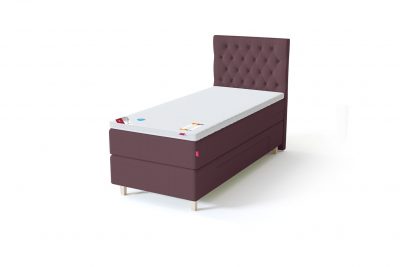 Sleepwell BLACK Continental tipo viengulė miegamojo lova su stalčiais, BLACK Solhall chester tipo lovos galvūgalis, rausvai ruda spalva